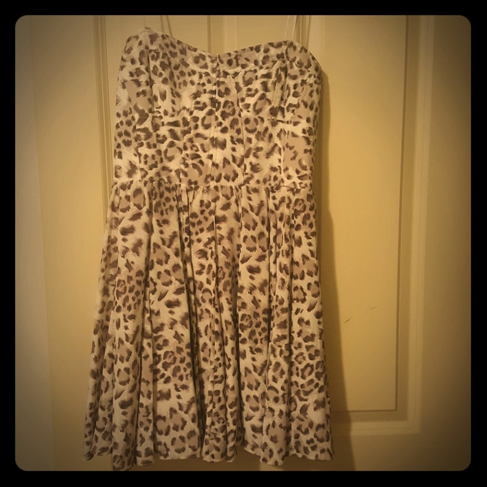 Satin Cheetah Strapless Cocktail Dress